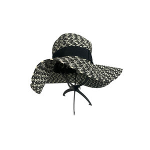 Black & white woven pattern wide brim floppy straw look summer beach hat Target
